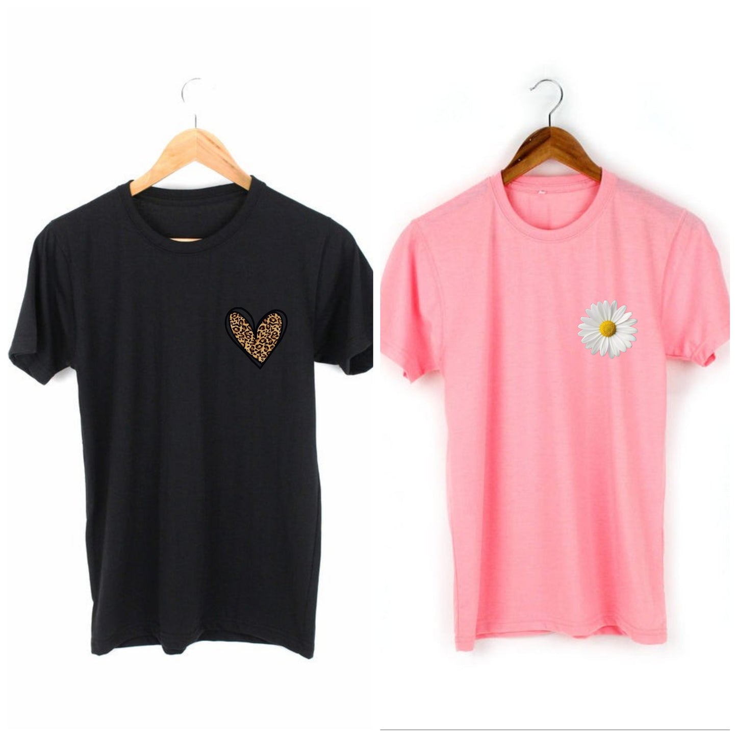 Pack of two t-shirts ( daisy - leopard heart)