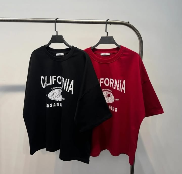 Pack of two drop shoulder oversize t-shirts ( black CA - red CA)