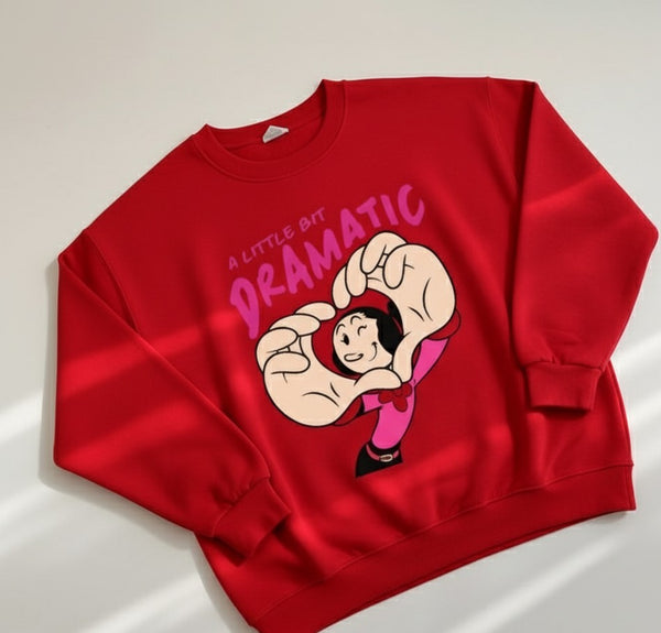 Red dramatic sweatshirt