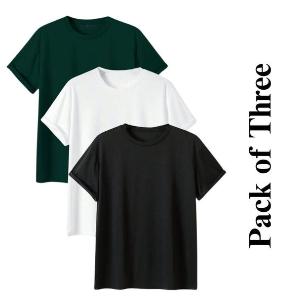 Pack of three plain t-shirts ( black - white - green)