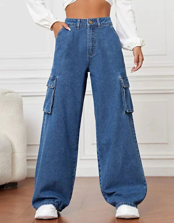 Dark Blue wide leg cargo jeans