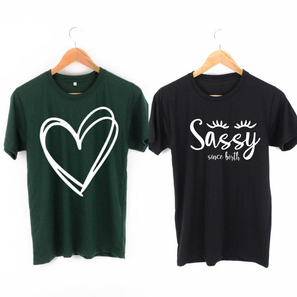 Pack of two t-shirts ( sassy - big heart)