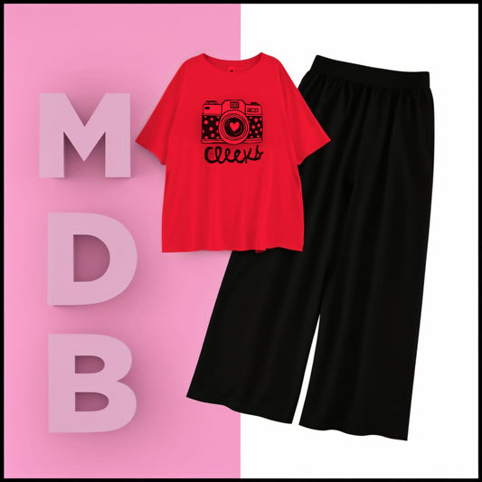 Red click with flapper trouser tracksuit