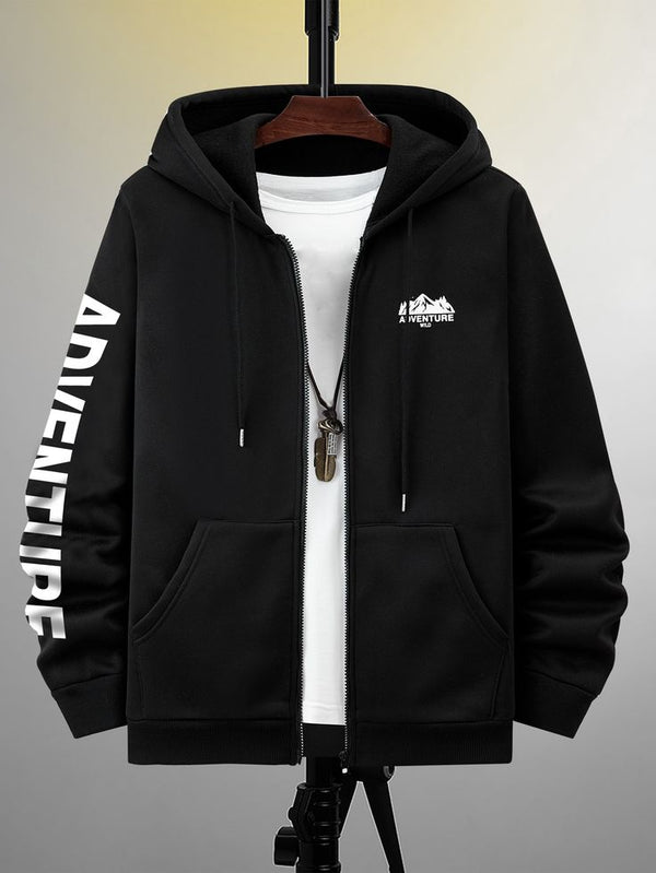Black Adventure zipper hoodie