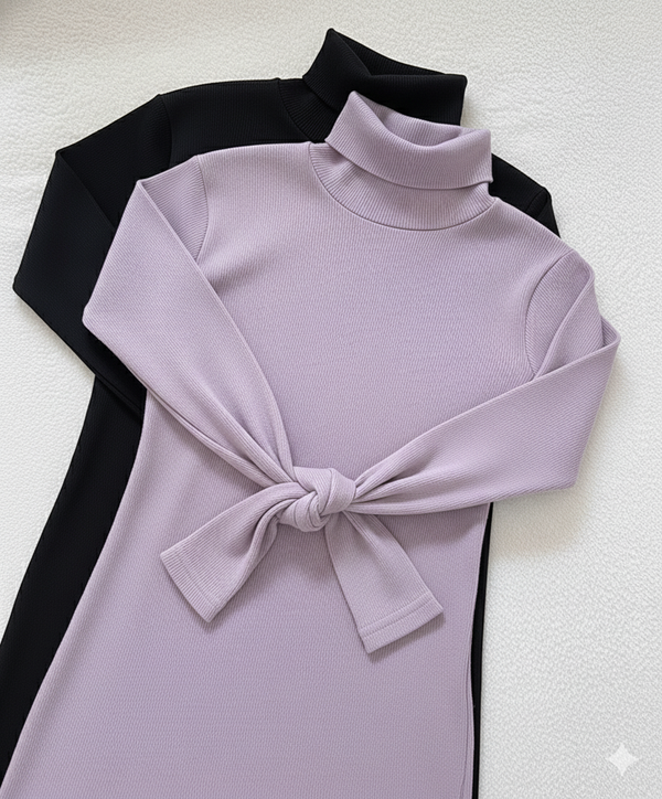 Pack of two ribbed turtleneck (black - Lilac)