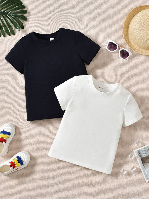 Pack of two plain t-shirts for kids ( black - white)
