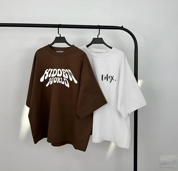 Pack of two drop shoulder oversize t-shirts ( brown hidden - wt relax)