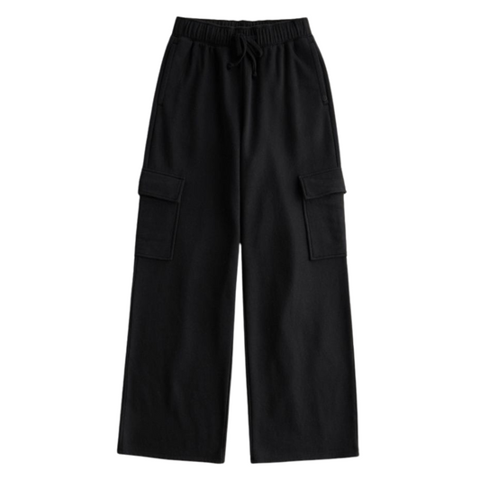 Black wide leg cargo trouser