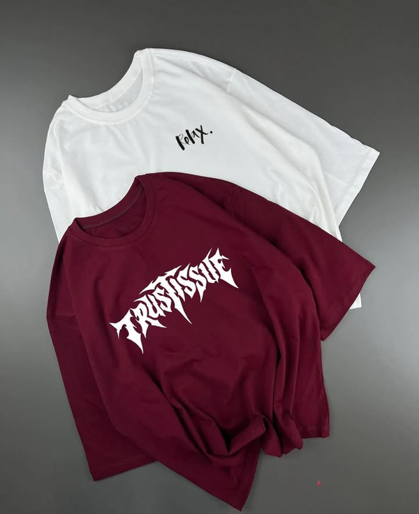 Pack of two oversize drop shoulder t-shirts (Trust maroon - relax wt)