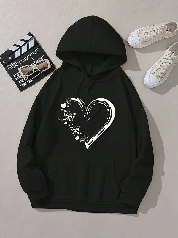 Black butterfly heart kangro hoodie