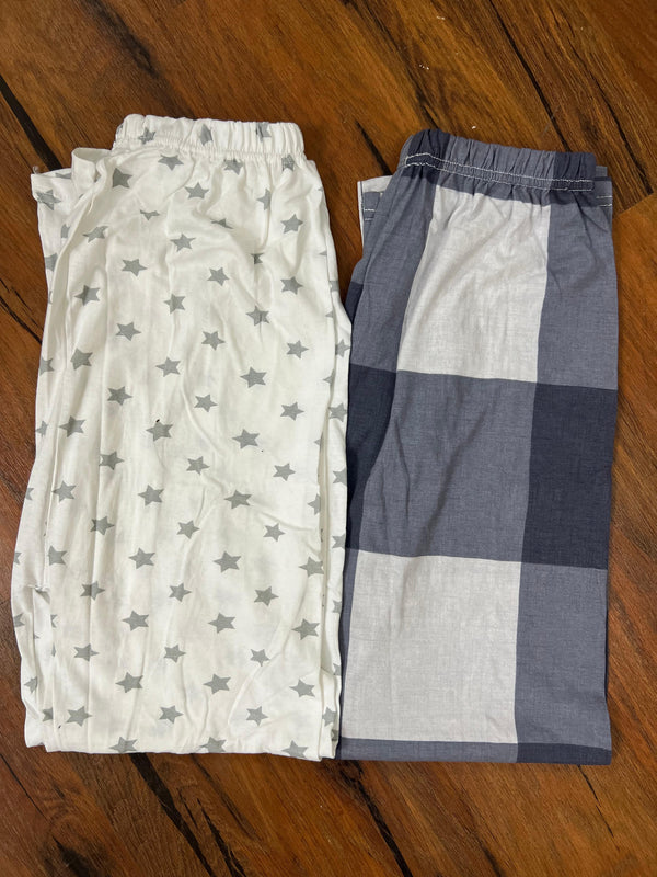 Pack of two cotton jersey trousers (stars - big check)