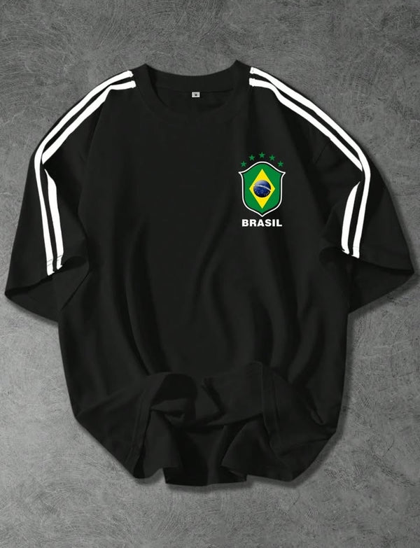 Brazil side stripes oversize drop shoulder t-shirt