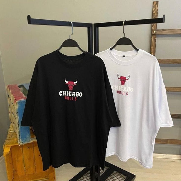 Pack of two oversize drop shoulder t-shirts (bullsblk- bulls wt)