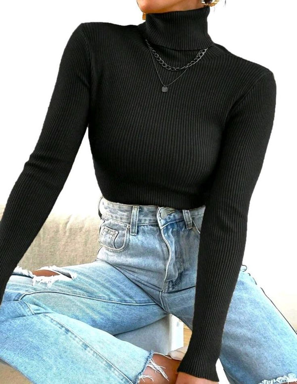 Black ribbed turtleneck