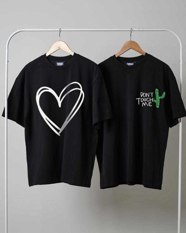 Pack of two drop shoulder t-shirts (big heart - don't touch)