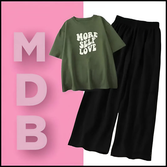 Green more self love with flapper trouser tracksuit