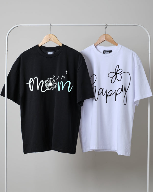 Pack of two drop shoulder t-shirts (mom - happy)