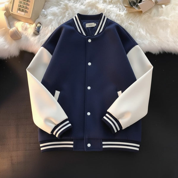 Blue baseball varsity jacket