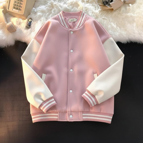 Pink baseball varsity jacket