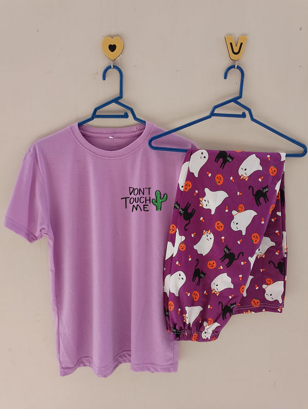 Lilac don't touch cotton jersey nightsuit