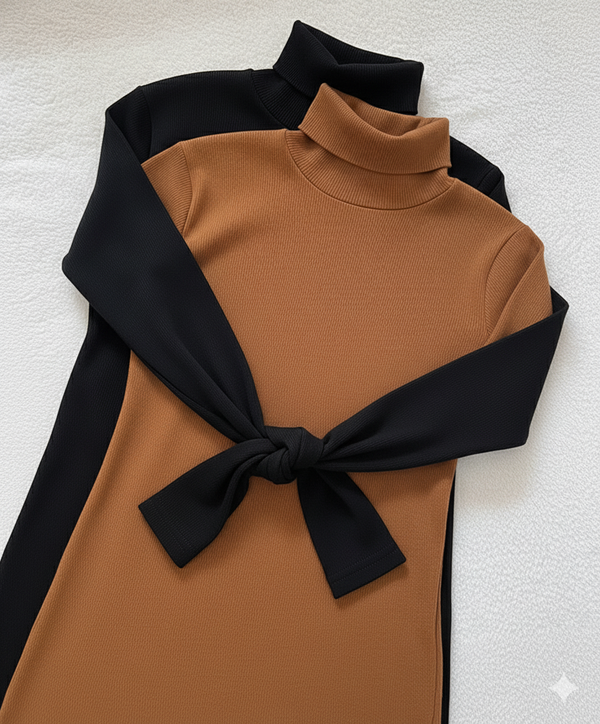 Pack of two ribbed turtleneck (black - brown)