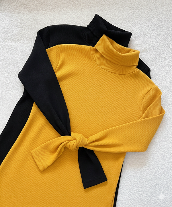Pack of two ribbed turtleneck (black - yellow)