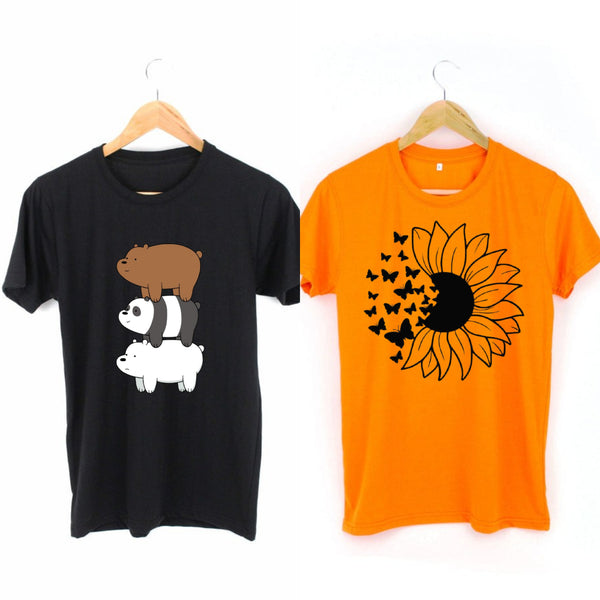 Pack of two t-shirts (bare bears - sunflower butterfly)