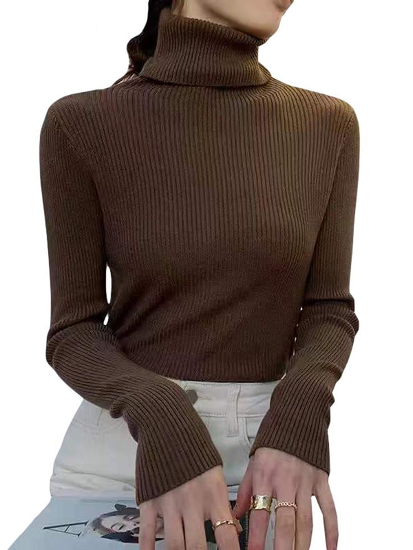 Chocolate brown ribbed turtleneck