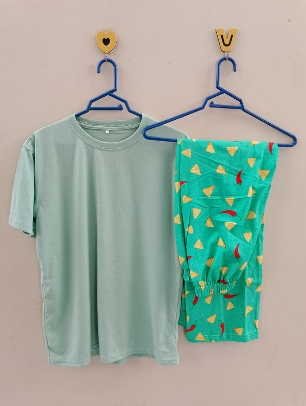 Green crackers cotton jersey nightsuit