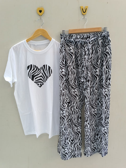 Zebra heart plazo t-shirts set