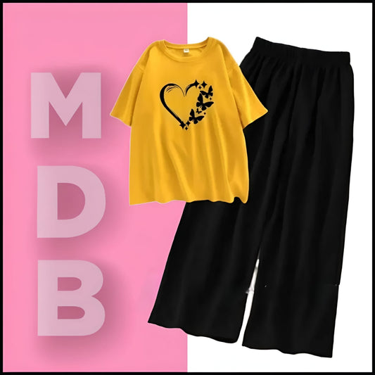 Yellow heart butterfly with flapper trouser tracksuit