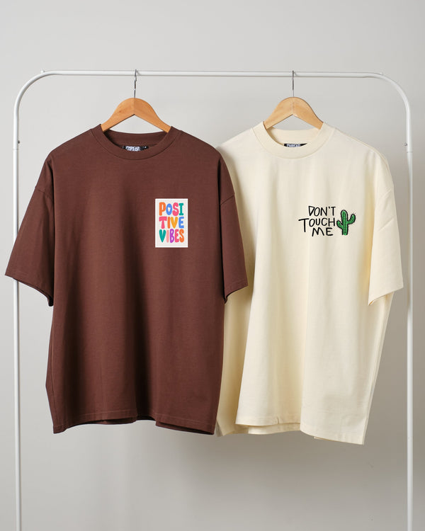 Pack of two drop shoulder t-shirts (don't touch - positive)