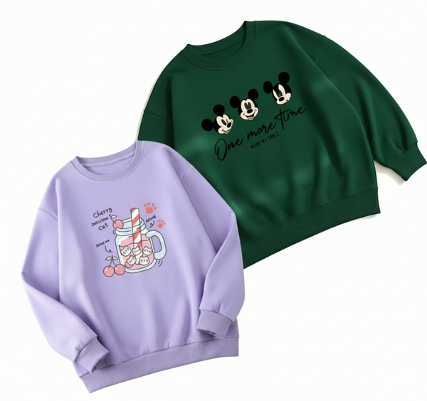 Pack of two sweatshirts (green mickey - lilac delicious )