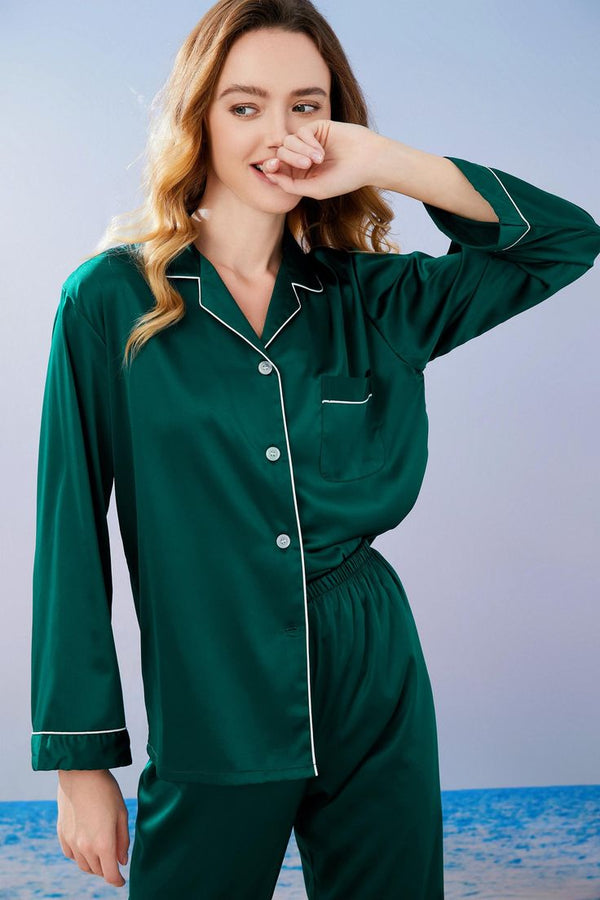 Emerald green soft silk pj suit