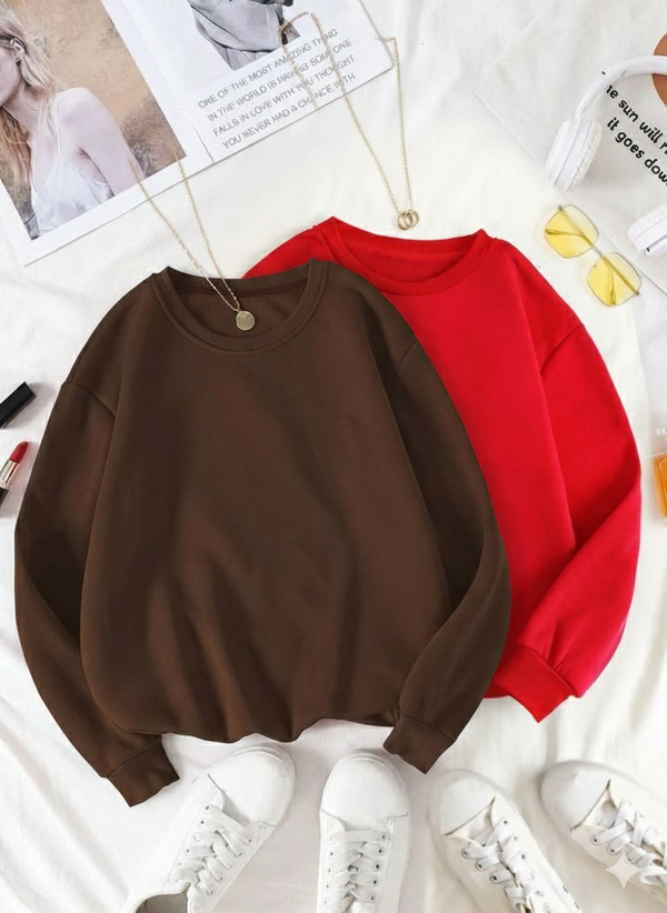 Pack of two plain sweatshirts (brown - red)