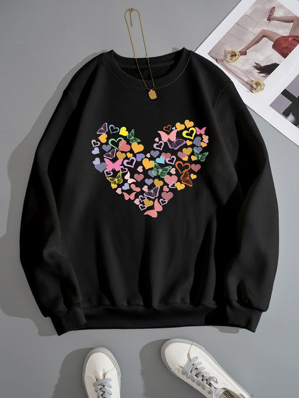 Black multi big heart sweatshirt