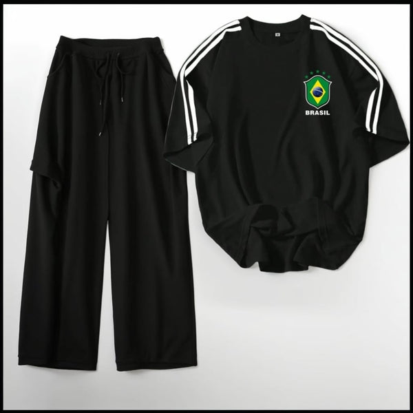 Brazil drop shoulder T-shirt with cargo trouser set