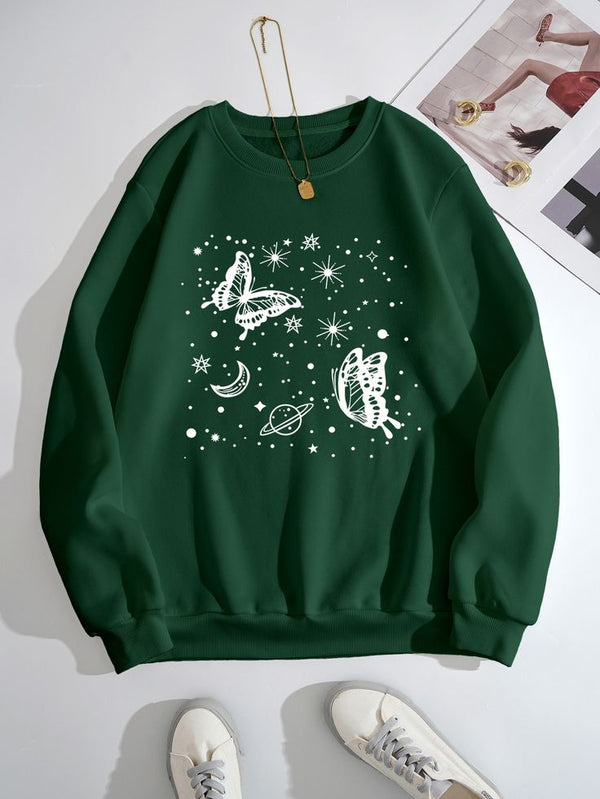 Green butterfly planet sweatshirt