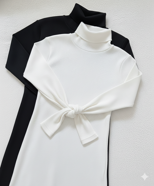 Pack of two ribbed turtleneck (black - white)