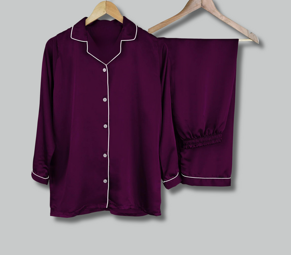 Purple soft silk pj suit
