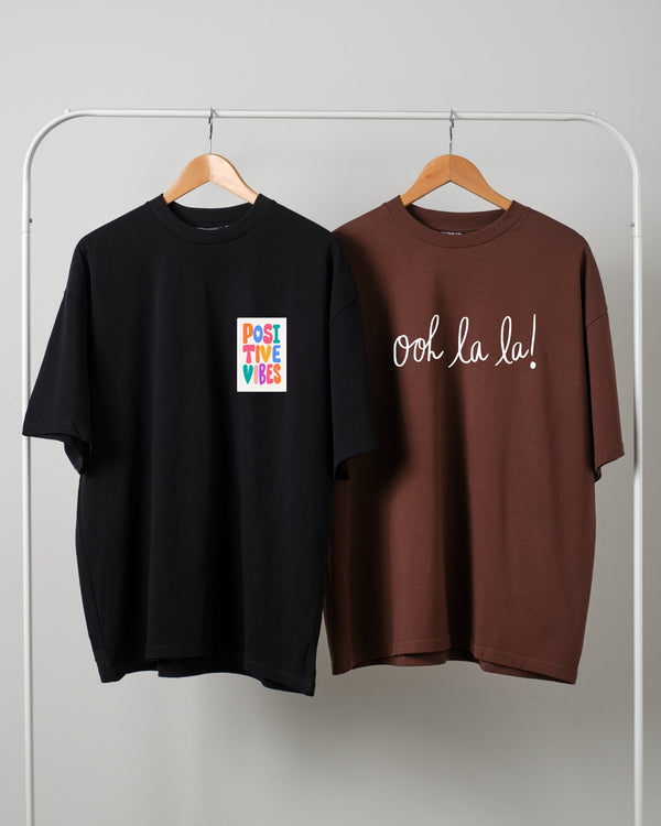 Pack of two drop shoulder t-shirts (posotive - oh lala)