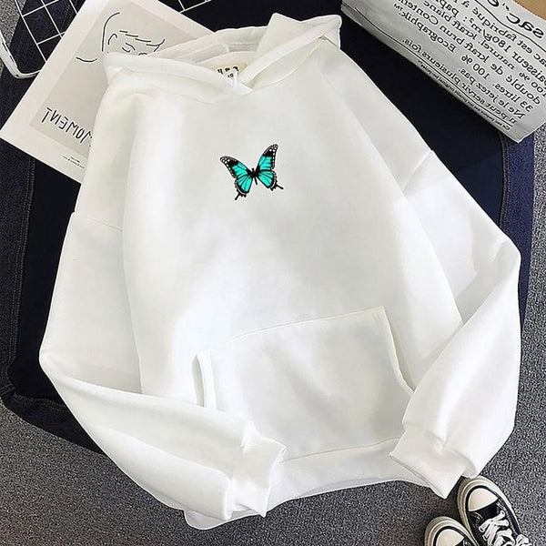 White blue butterfly kangro hoodie