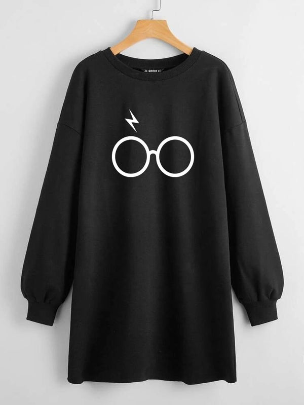 Black long sweatshirt harry Potter glasses
