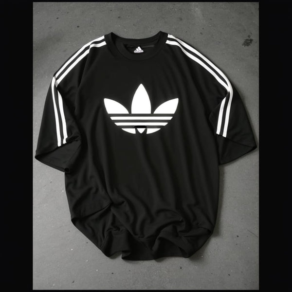 Adi side stripes oversize drop shoulder t-shirt