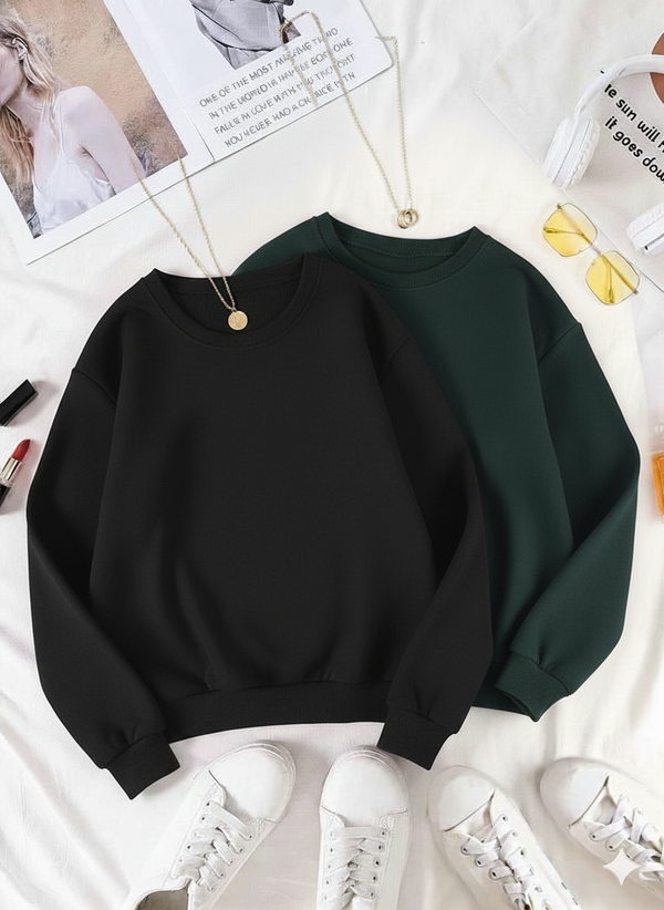 Pack of two plain sweatshirts (black - green )