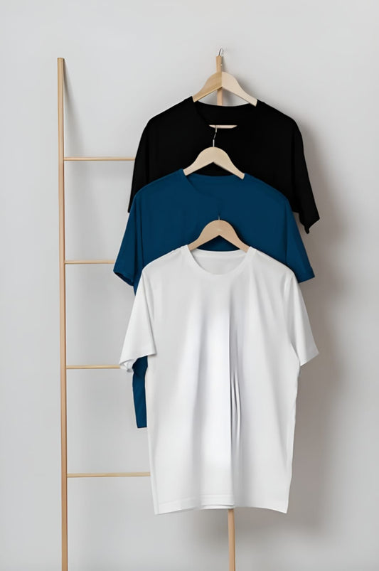 Pack of three plain t-shirts ( black - white - blue)