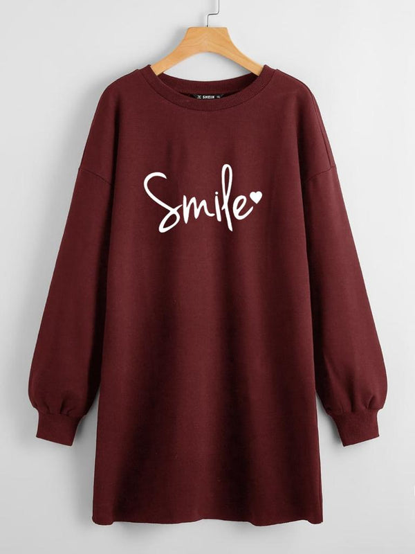 Maroon long sweatshirt smile